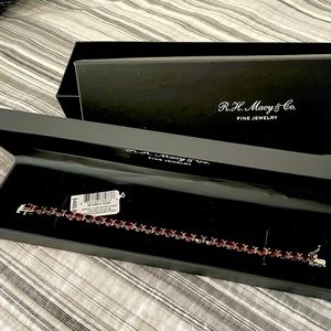 Garnet and silver tennis bracelet